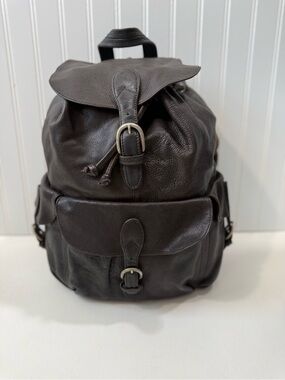 Vintage Y2K London Fog Leather Backpack Dark Brown Rucksack 90s